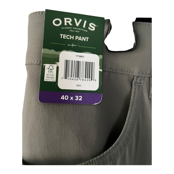 NWT Orvis grey Tech Pants size 40 x 32 - Picture 4 of 13